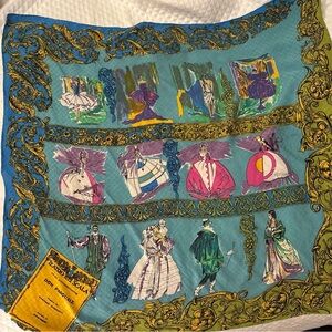 Vintage Versace Blue & Yellow Teatro Alla Scala Scarf, needs repair. Pls see pic